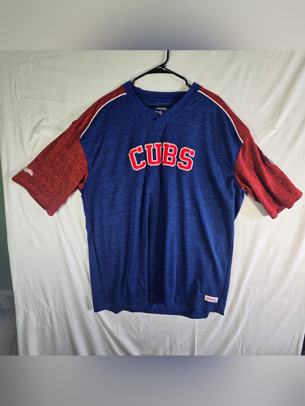 Stitches Navy and Red 'Cubs' V-Neck Short Sleeve Jersey